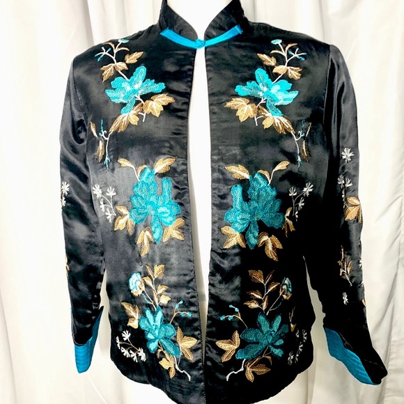 Norm Thompson Jackets & Blazers - All SILK Vintage Pristine Jacket Embroidered Blazer Coat Smoking
